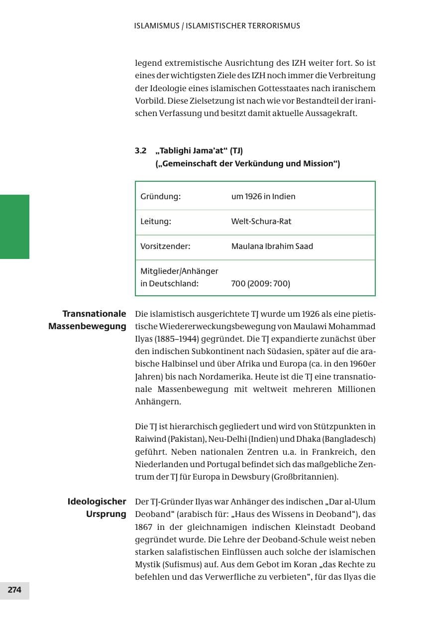 Seite 274 des Verfassungsschutzbericht 2010 Bund