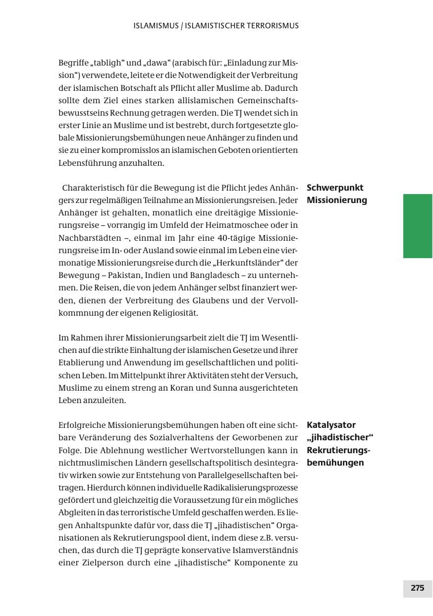 Seite 275 des Verfassungsschutzbericht 2010 Bund