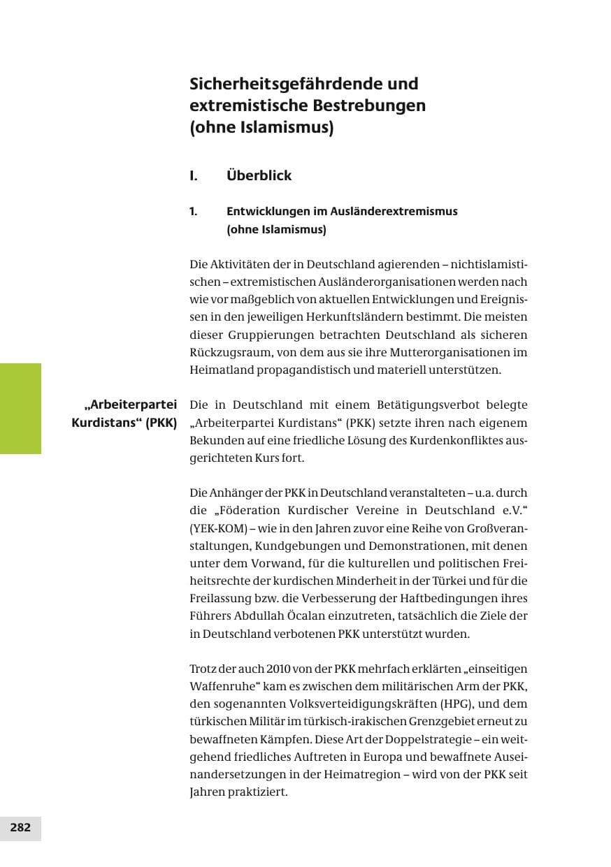 Seite 282 des Verfassungsschutzbericht 2010 Bund