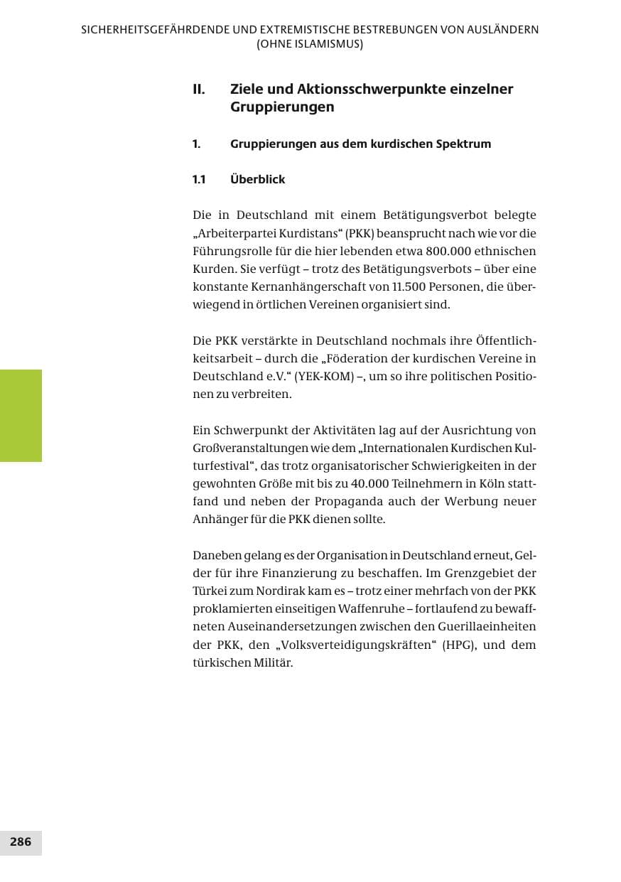 Seite 286 des Verfassungsschutzbericht 2010 Bund
