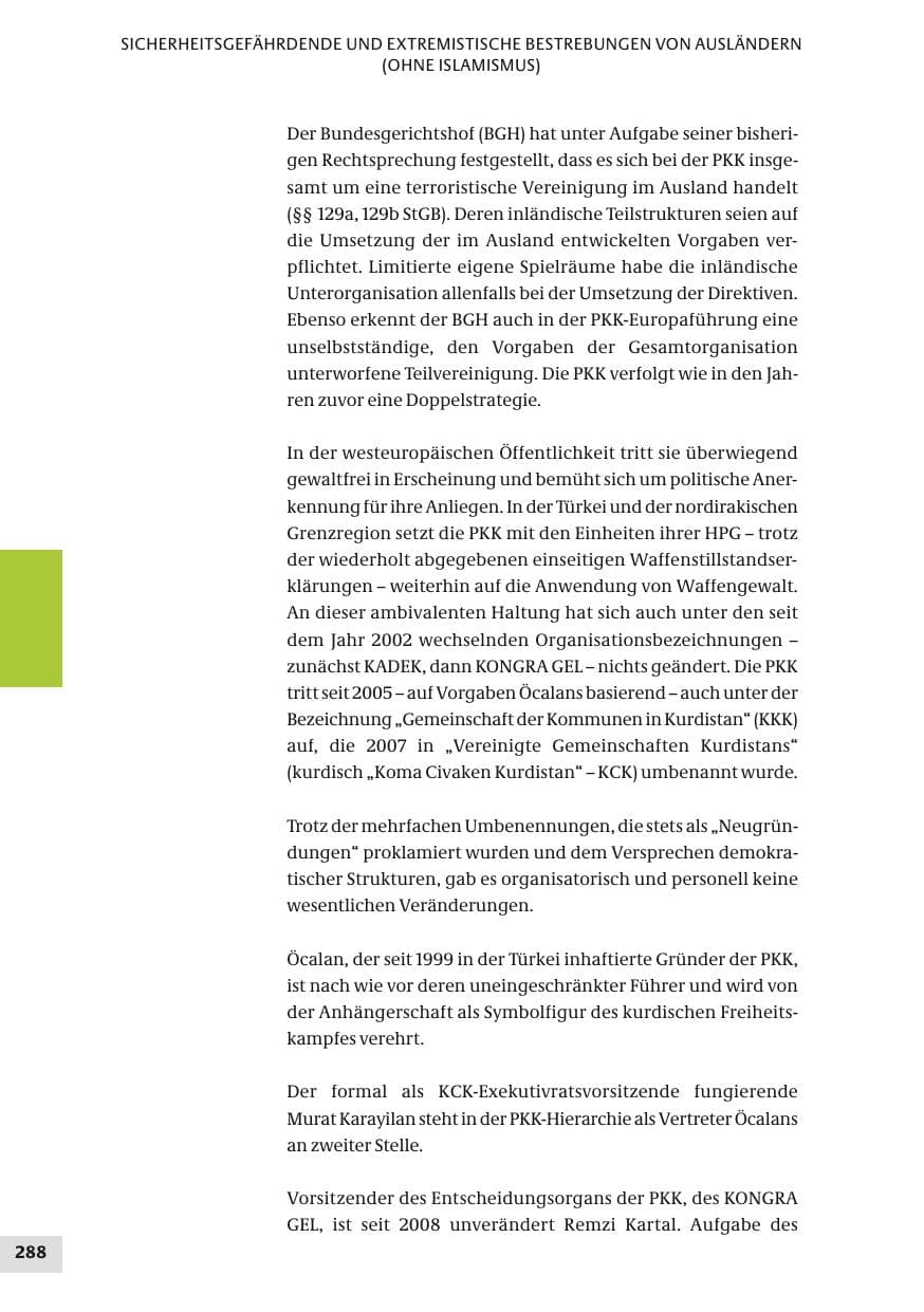 Seite 288 des Verfassungsschutzbericht 2010 Bund