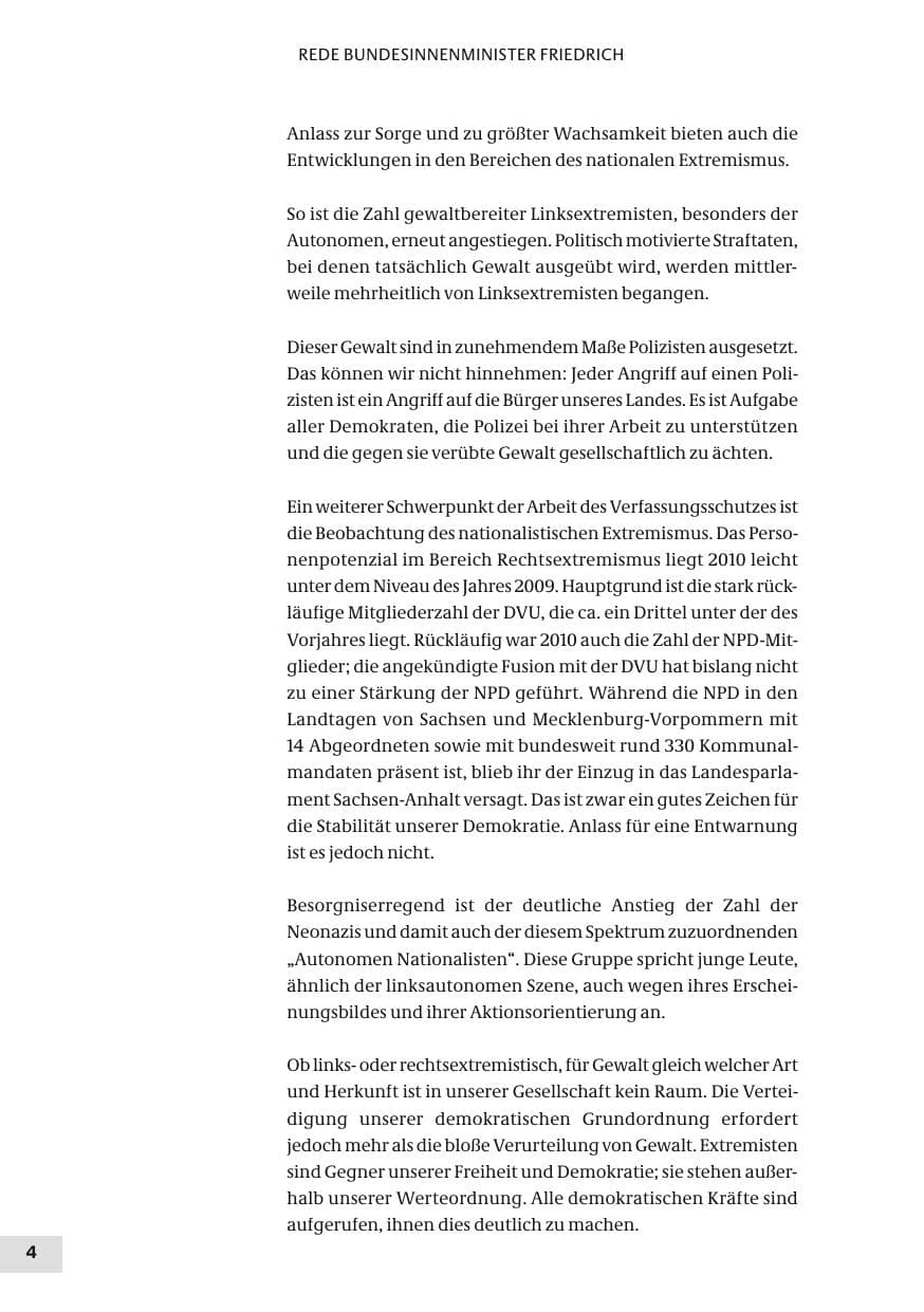 Seite 4 des Verfassungsschutzbericht 2010 Bund