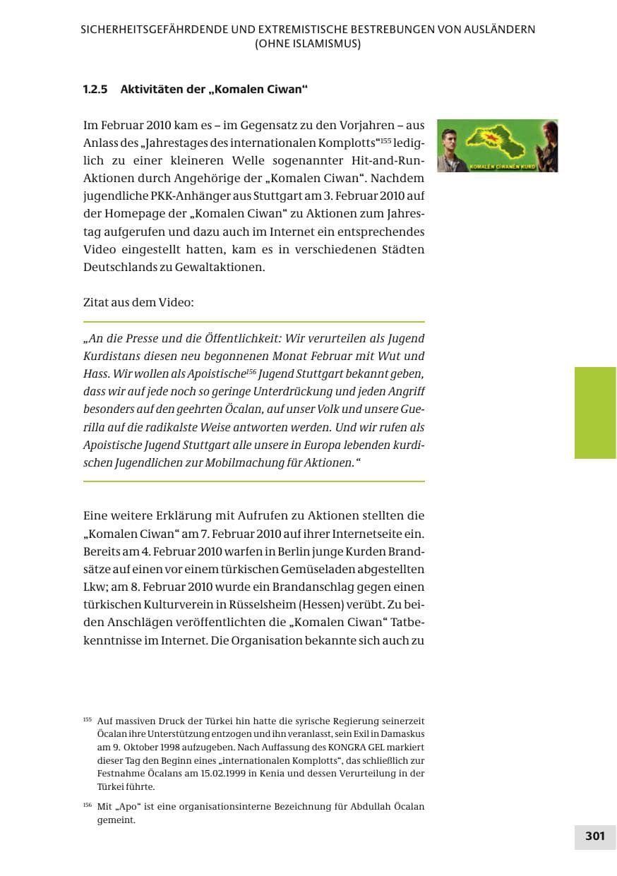 Seite 301 des Verfassungsschutzbericht 2010 Bund