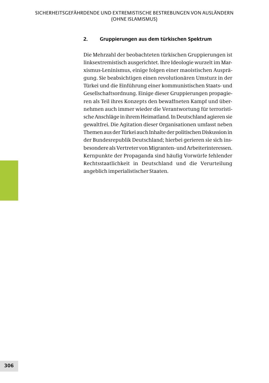 Seite 306 des Verfassungsschutzbericht 2010 Bund