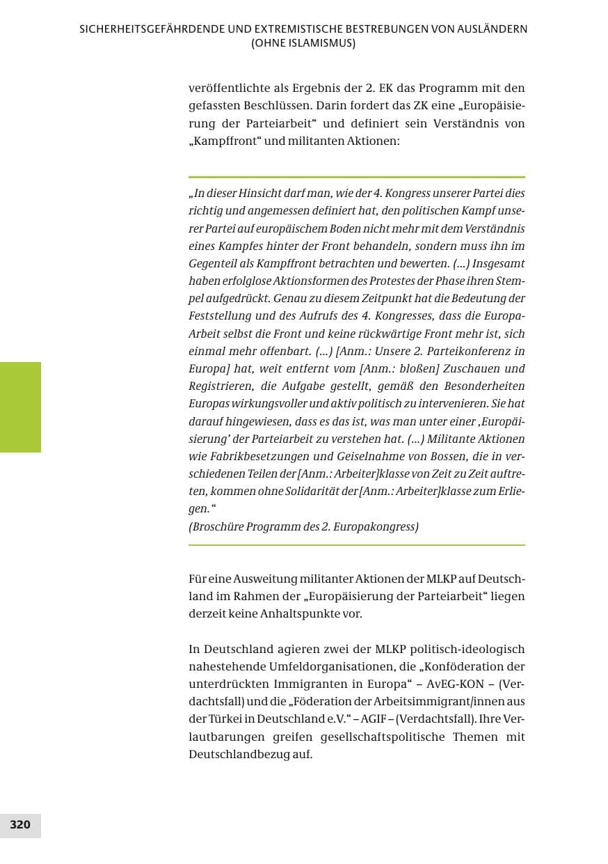 Seite 320 des Verfassungsschutzbericht 2010 Bund