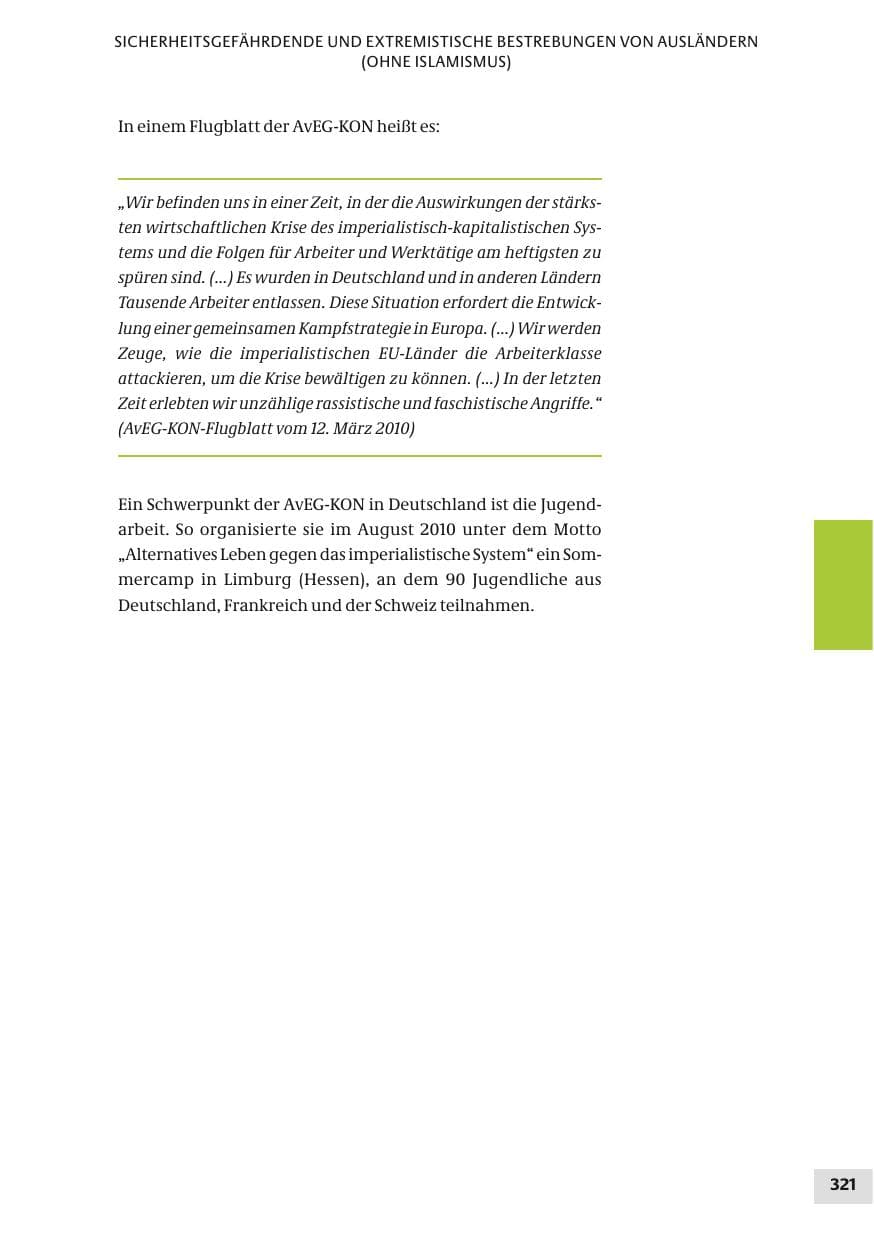 Seite 321 des Verfassungsschutzbericht 2010 Bund