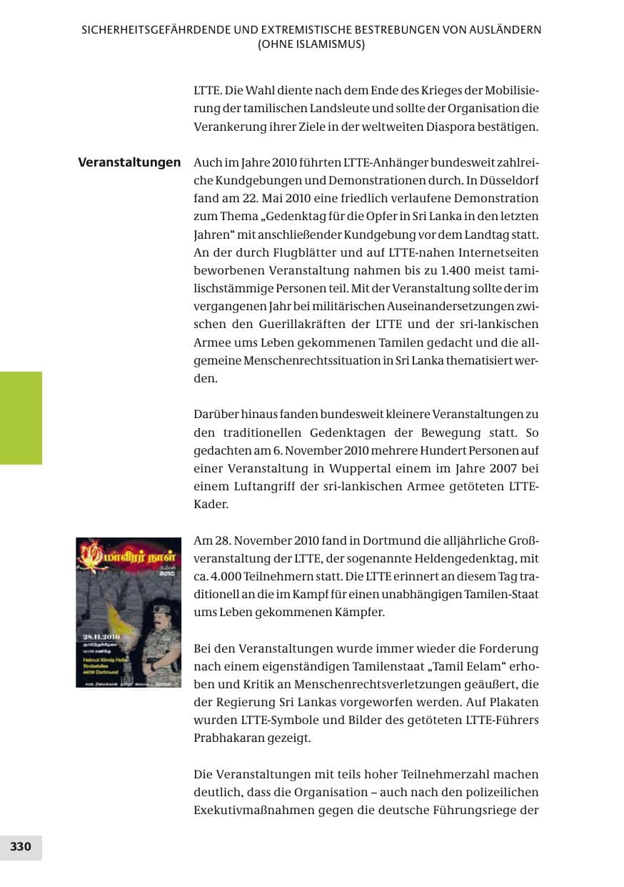 Seite 330 des Verfassungsschutzbericht 2010 Bund