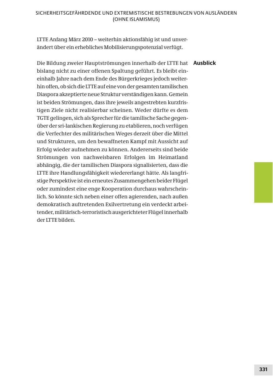 Seite 331 des Verfassungsschutzbericht 2010 Bund