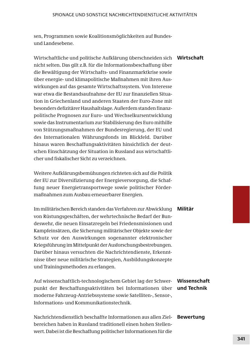 Seite 341 des Verfassungsschutzbericht 2010 Bund