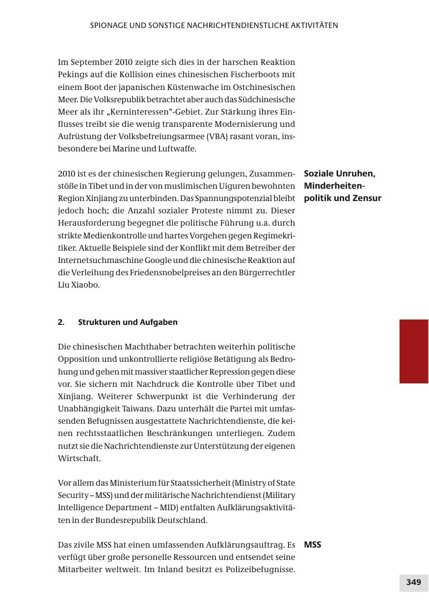 Seite 349 des Verfassungsschutzbericht 2010 Bund