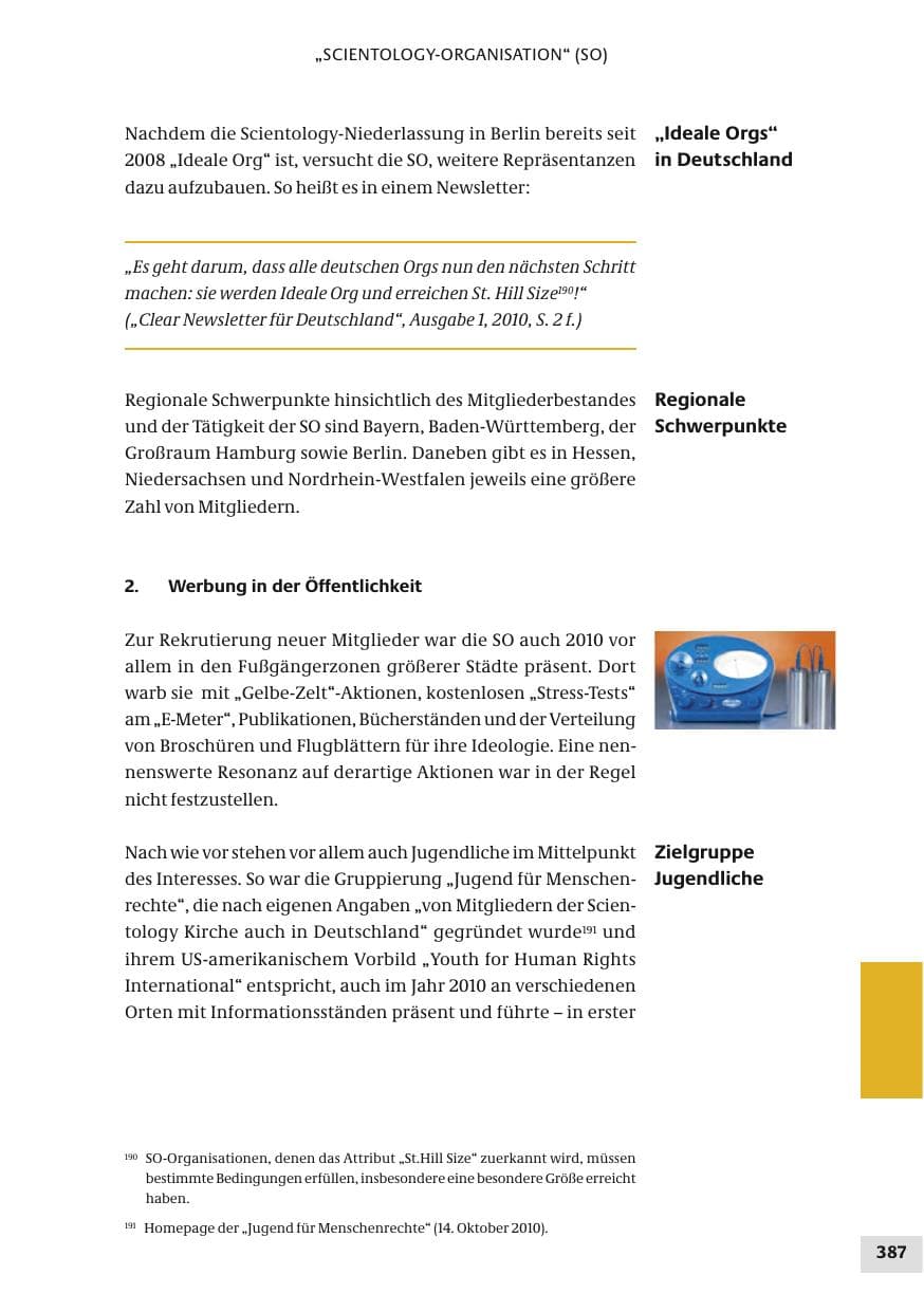 Seite 387 des Verfassungsschutzbericht 2010 Bund