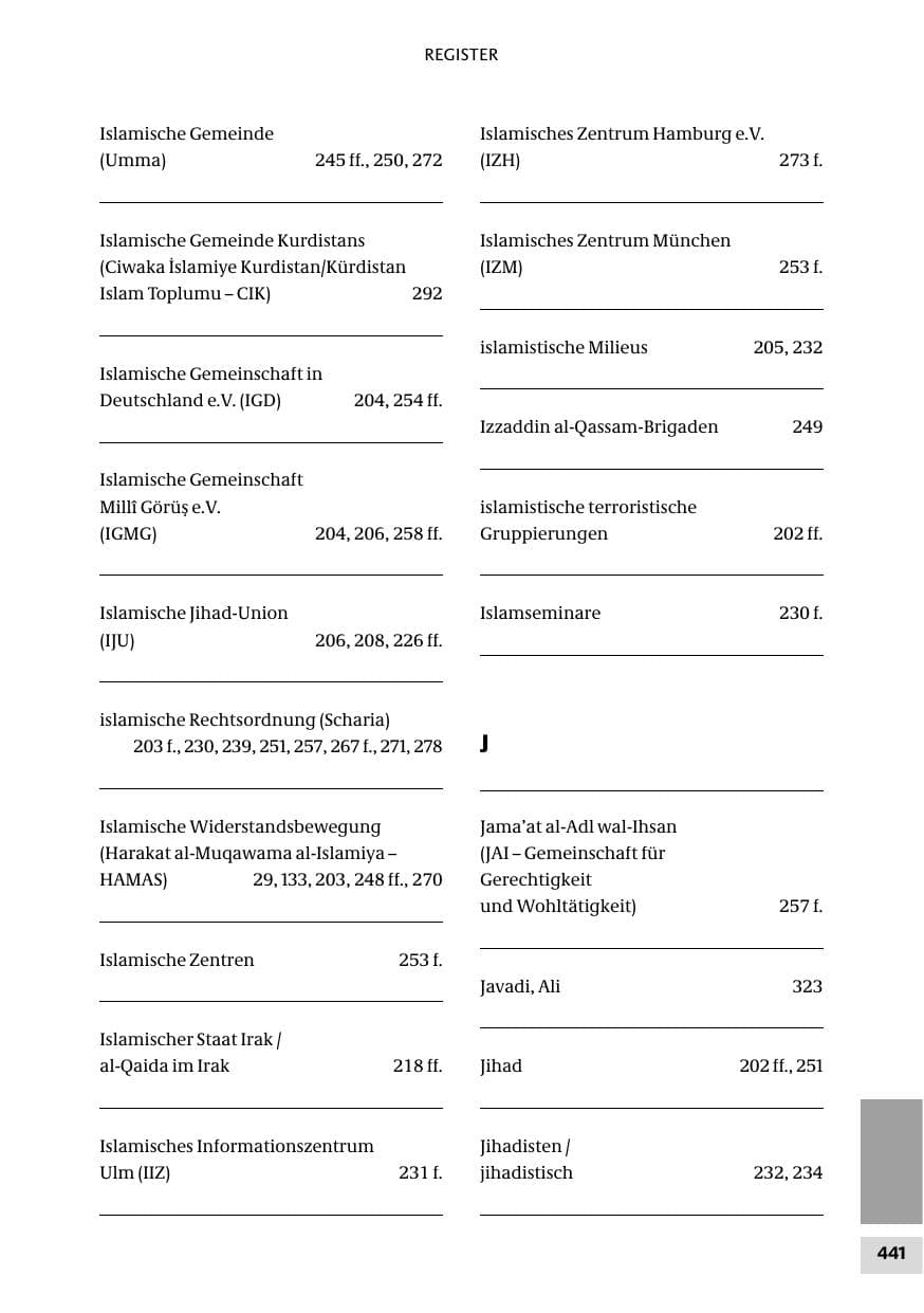Seite 441 des Verfassungsschutzbericht 2010 Bund