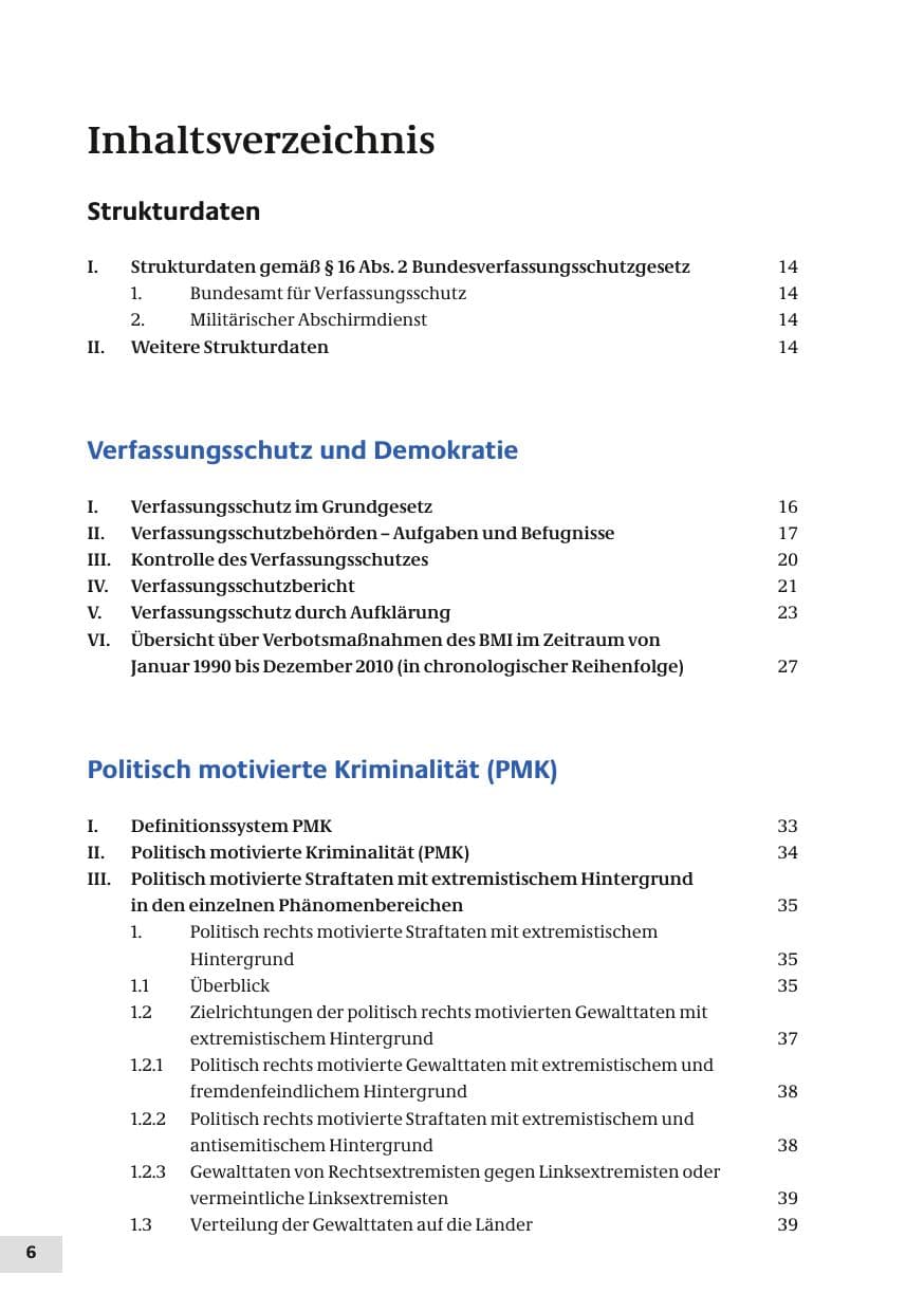 Seite 6 des Verfassungsschutzbericht 2010 Bund