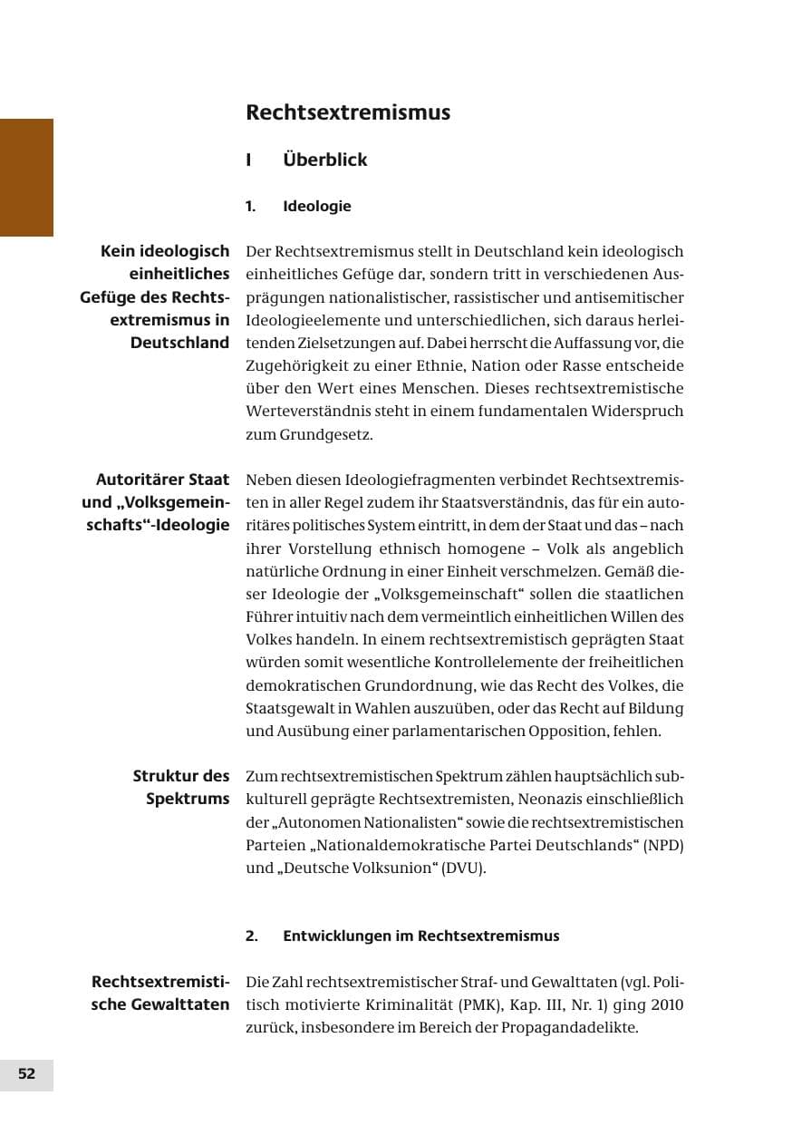 Seite 52 des Verfassungsschutzbericht 2010 Bund