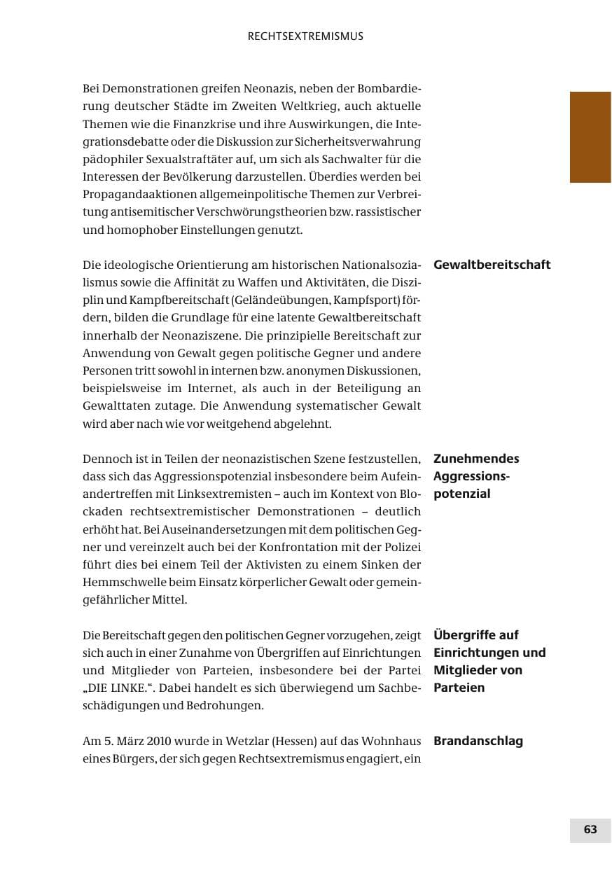 Seite 63 des Verfassungsschutzbericht 2010 Bund