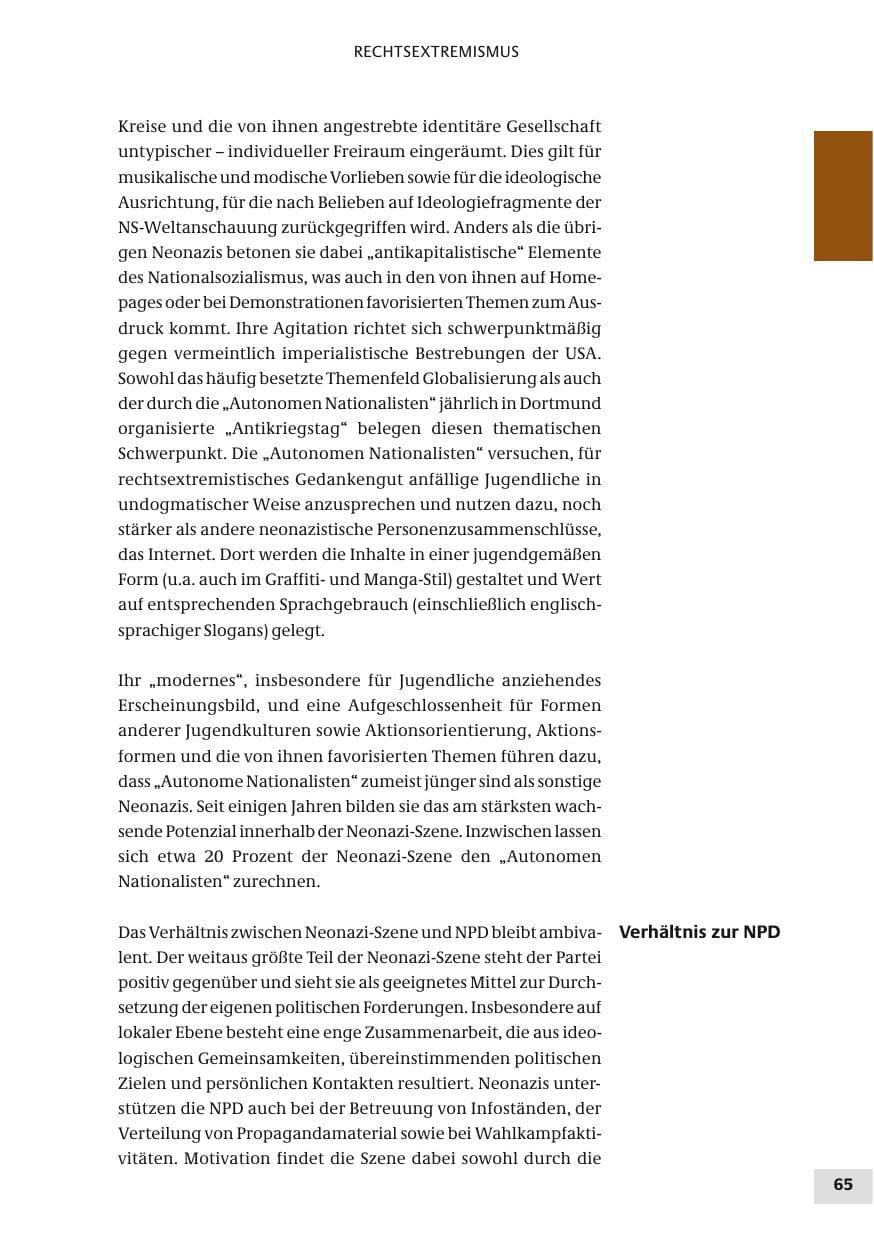 Seite 65 des Verfassungsschutzbericht 2010 Bund