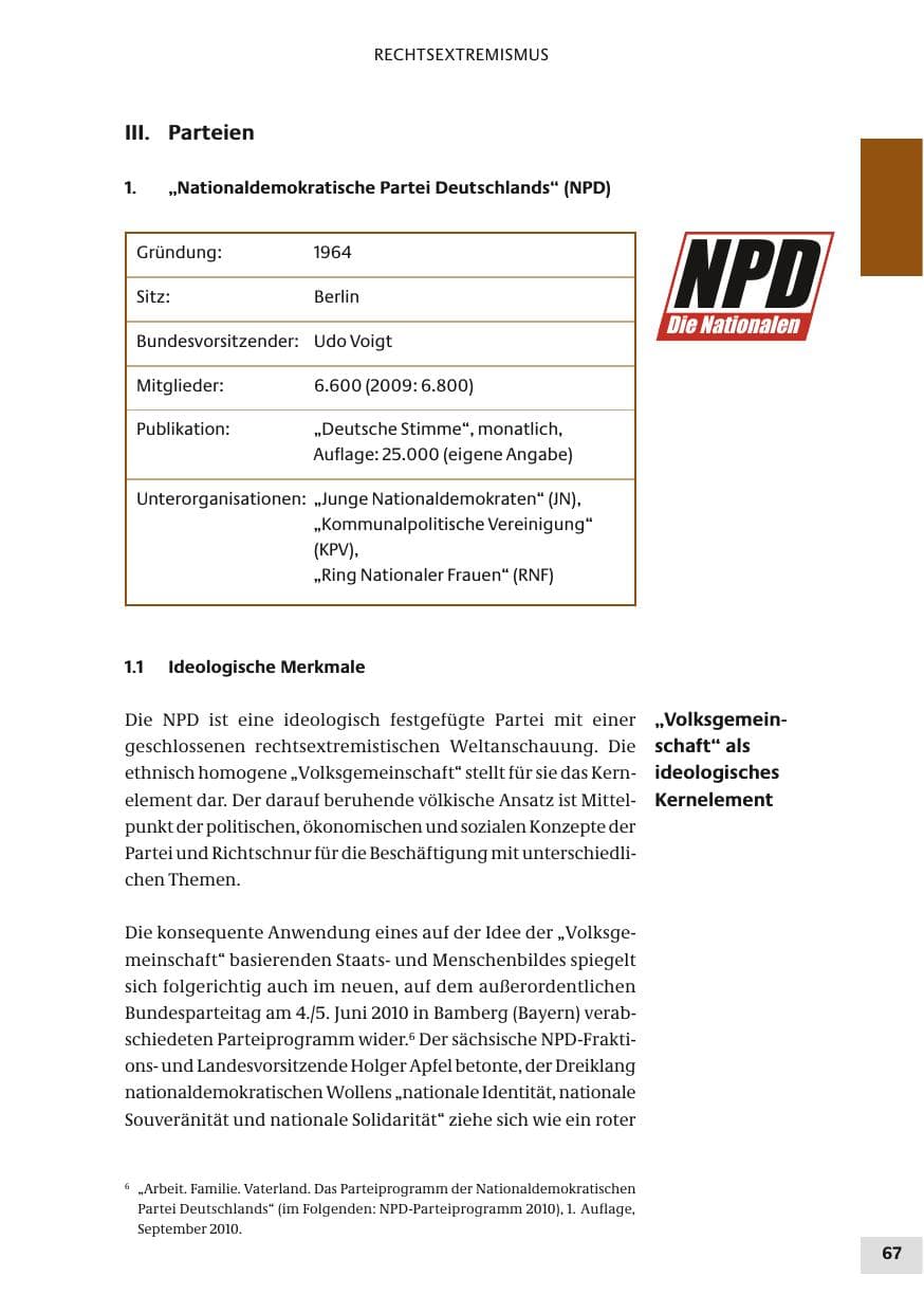 Seite 67 des Verfassungsschutzbericht 2010 Bund