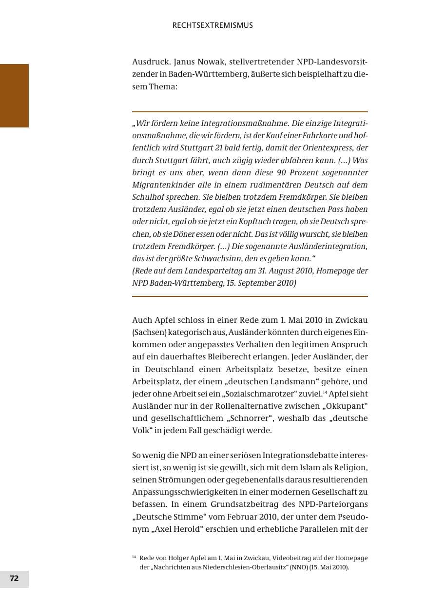 Seite 72 des Verfassungsschutzbericht 2010 Bund