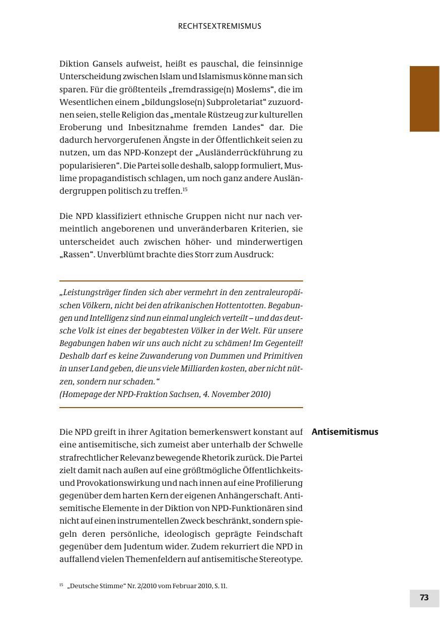 Seite 73 des Verfassungsschutzbericht 2010 Bund