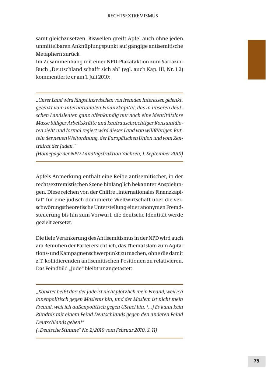 Seite 75 des Verfassungsschutzbericht 2010 Bund