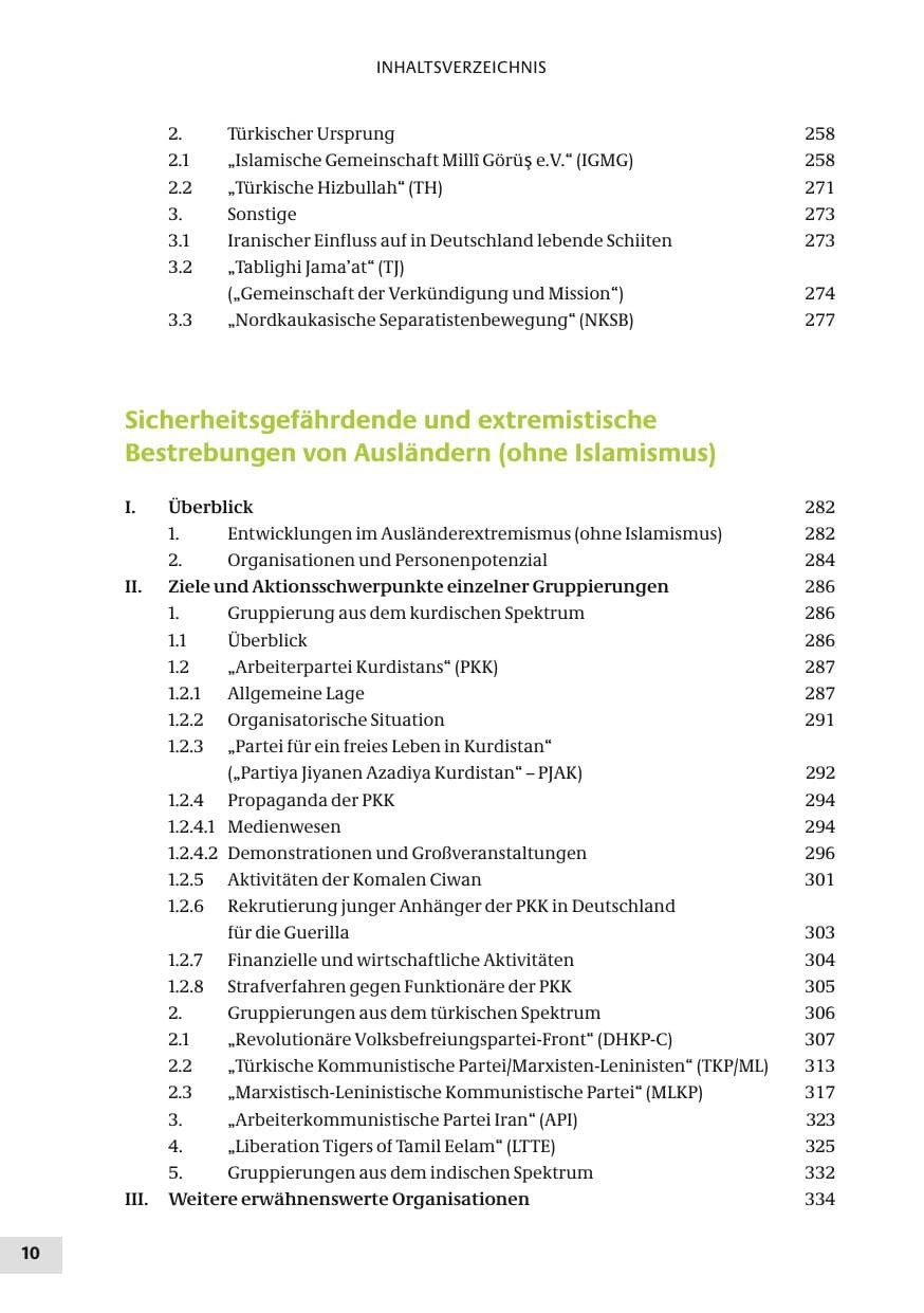 Seite 10 des Verfassungsschutzbericht 2010 Bund