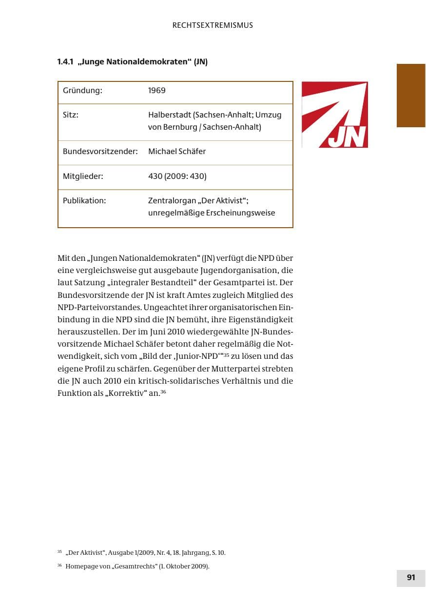Seite 91 des Verfassungsschutzbericht 2010 Bund