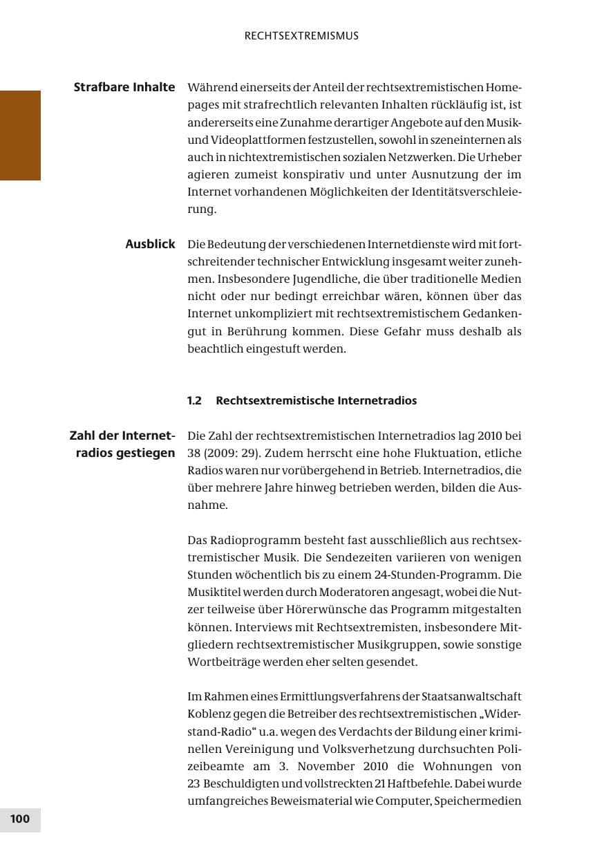 Seite 100 des Verfassungsschutzbericht 2010 Bund