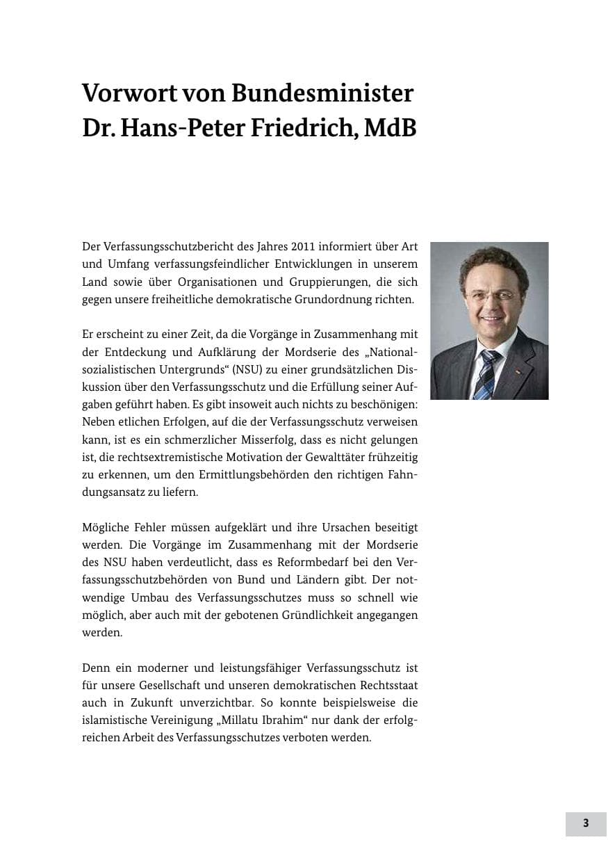Seite 2 des Verfassungsschutzbericht 2011 Bund