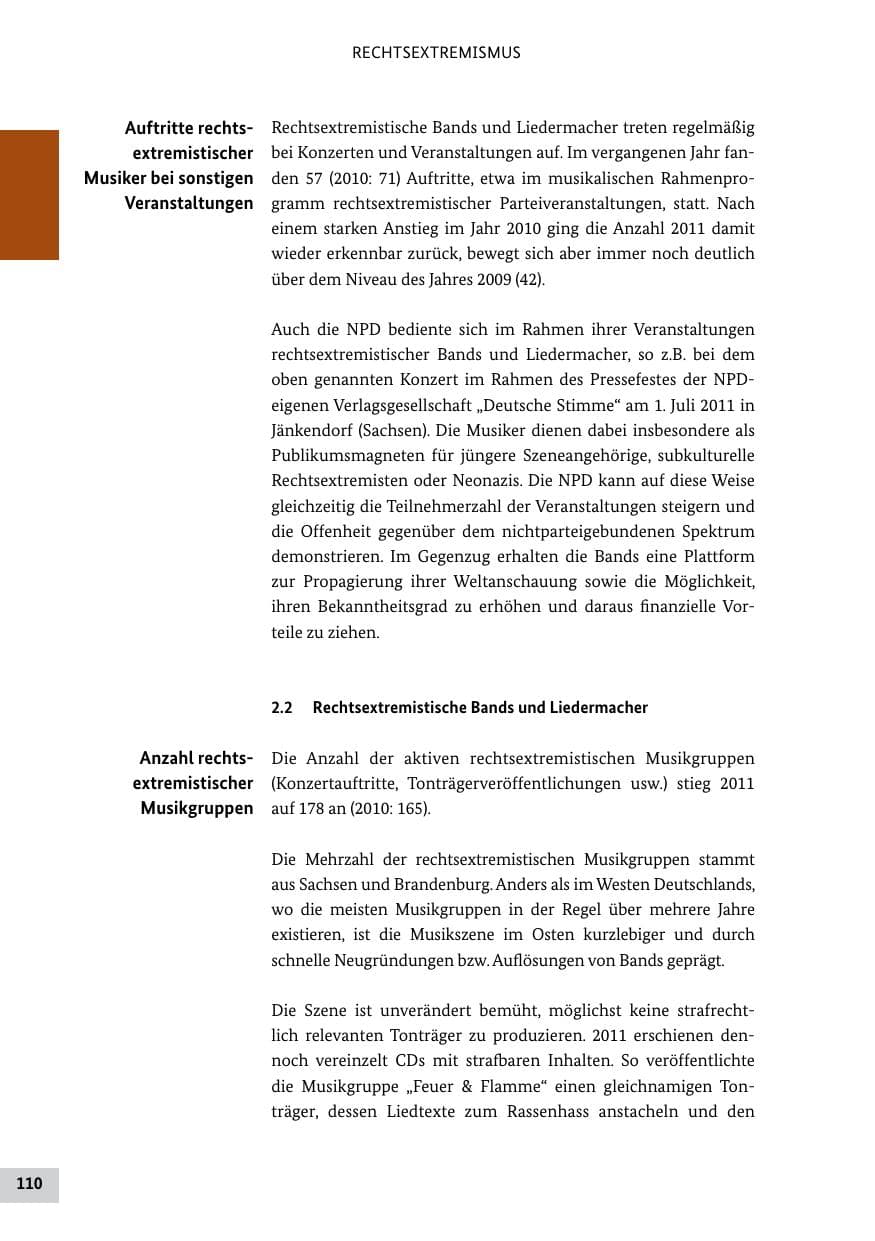 Seite 109 des Verfassungsschutzbericht 2011 Bund