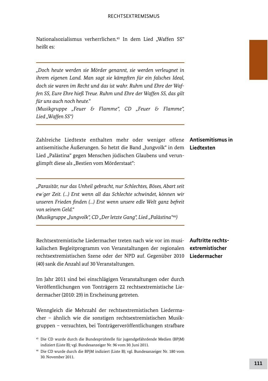 Seite 110 des Verfassungsschutzbericht 2011 Bund