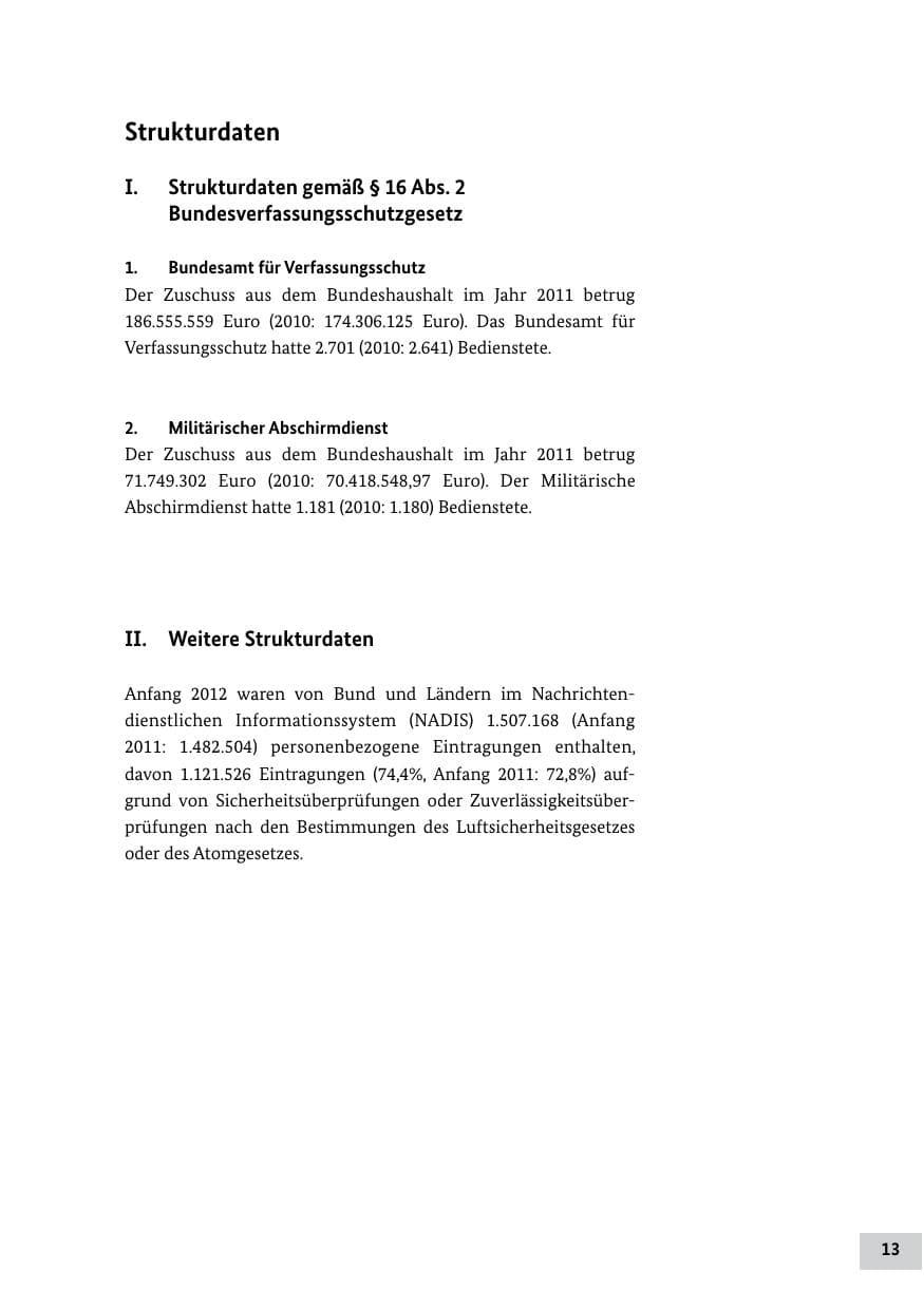 Seite 12 des Verfassungsschutzbericht 2011 Bund