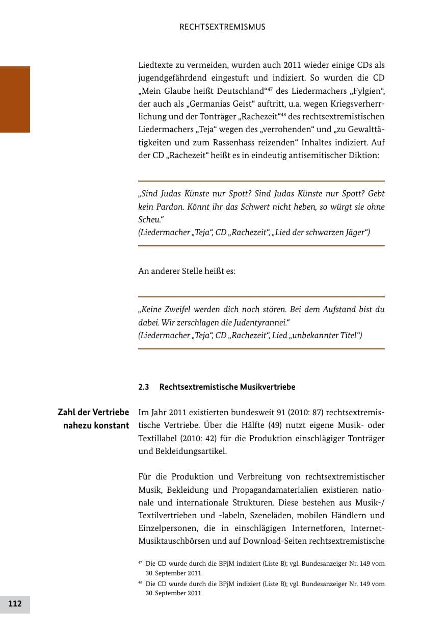 Seite 111 des Verfassungsschutzbericht 2011 Bund