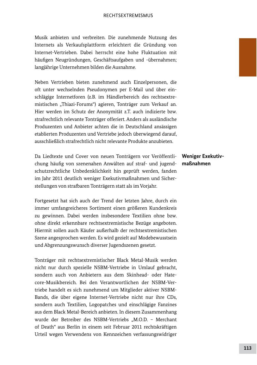 Seite 112 des Verfassungsschutzbericht 2011 Bund