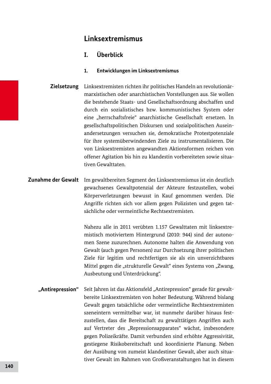 Seite 139 des Verfassungsschutzbericht 2011 Bund