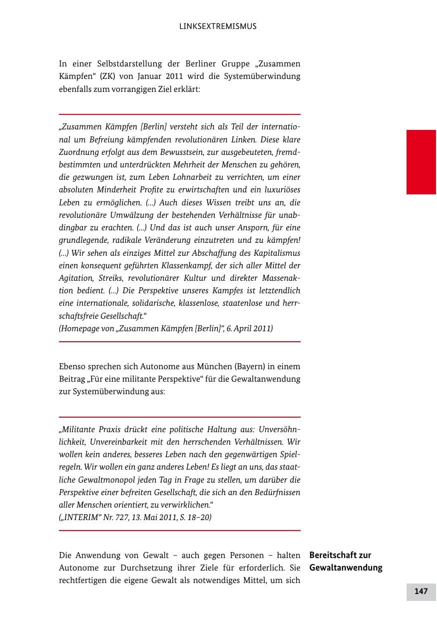 Seite 146 des Verfassungsschutzbericht 2011 Bund