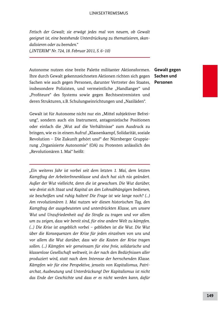 Seite 148 des Verfassungsschutzbericht 2011 Bund