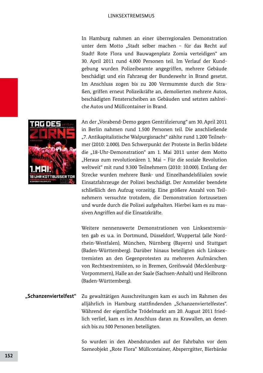 Seite 151 des Verfassungsschutzbericht 2011 Bund