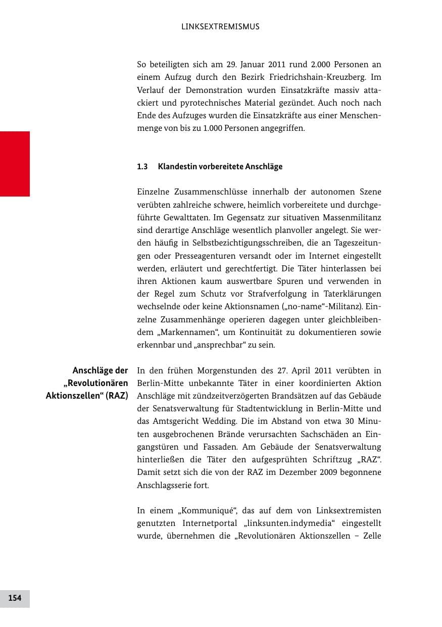 Seite 153 des Verfassungsschutzbericht 2011 Bund