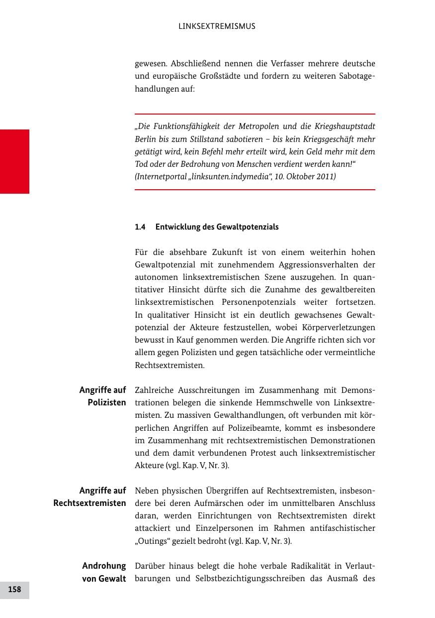 Seite 157 des Verfassungsschutzbericht 2011 Bund