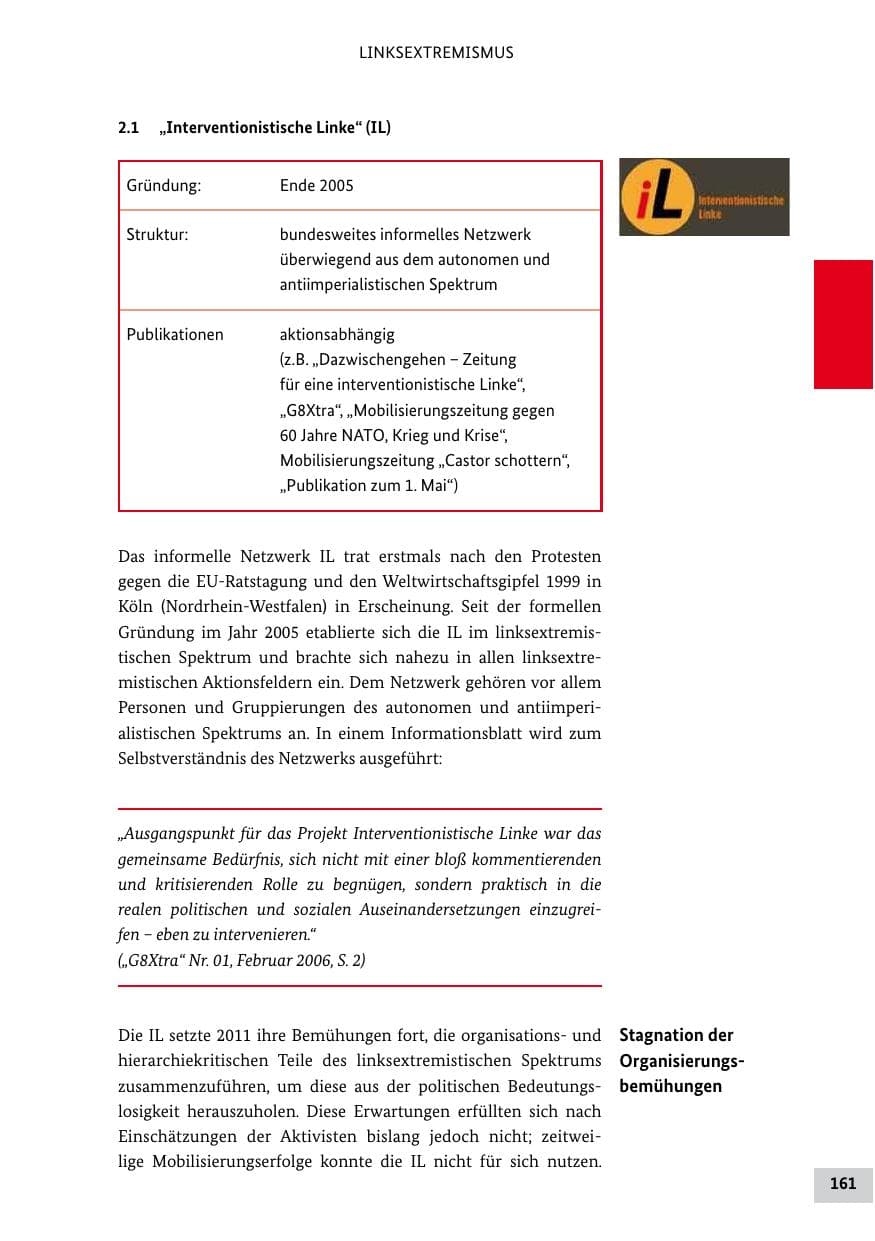 Seite 160 des Verfassungsschutzbericht 2011 Bund