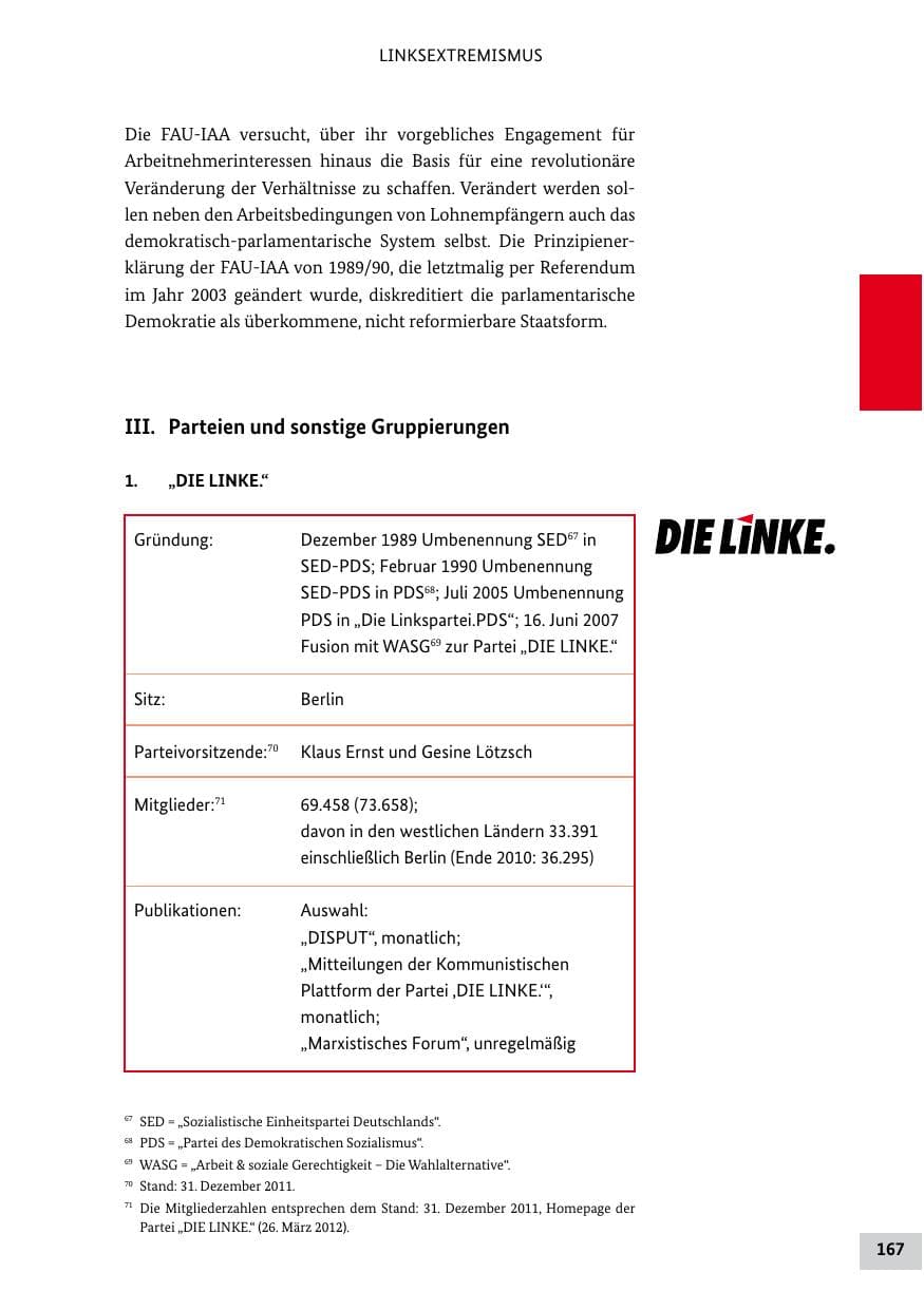 Seite 166 des Verfassungsschutzbericht 2011 Bund
