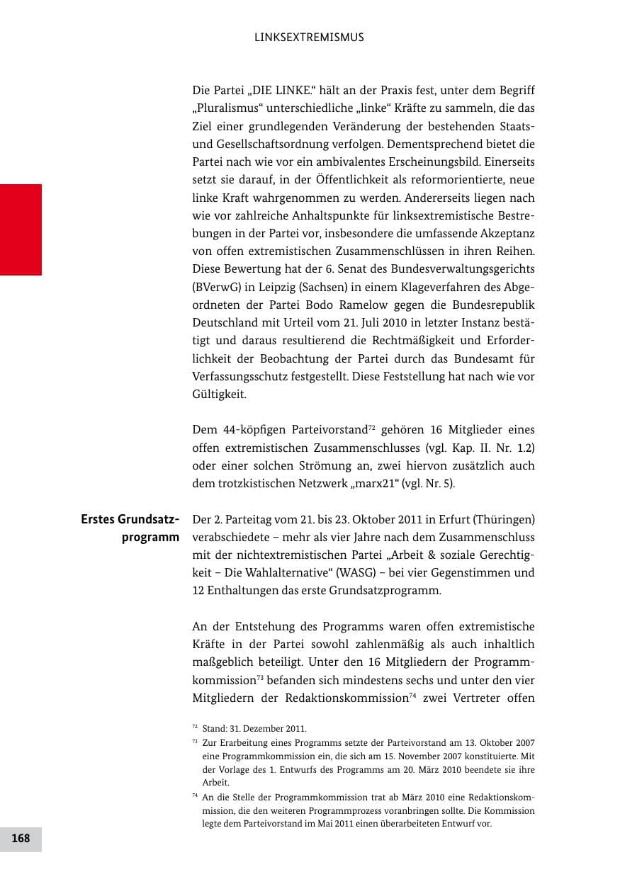 Seite 167 des Verfassungsschutzbericht 2011 Bund