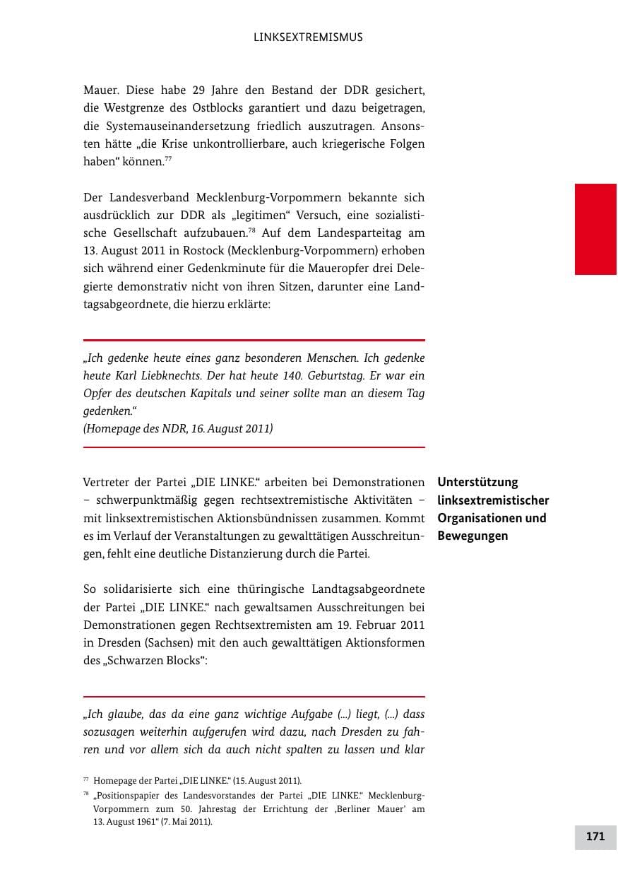 Seite 170 des Verfassungsschutzbericht 2011 Bund