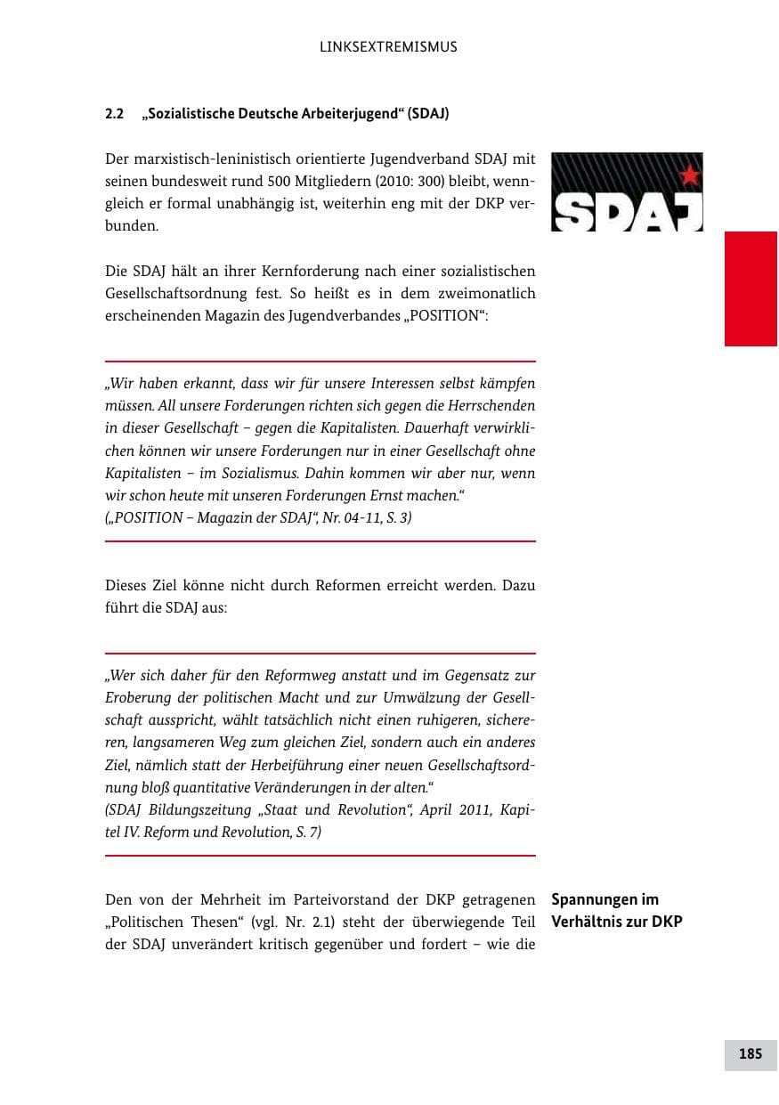 Seite 184 des Verfassungsschutzbericht 2011 Bund