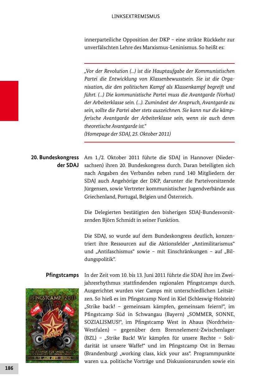 Seite 185 des Verfassungsschutzbericht 2011 Bund