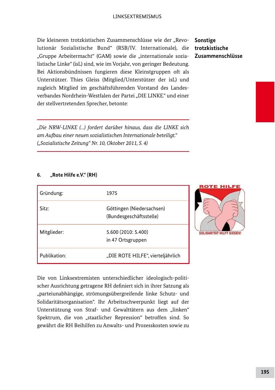 Seite 194 des Verfassungsschutzbericht 2011 Bund