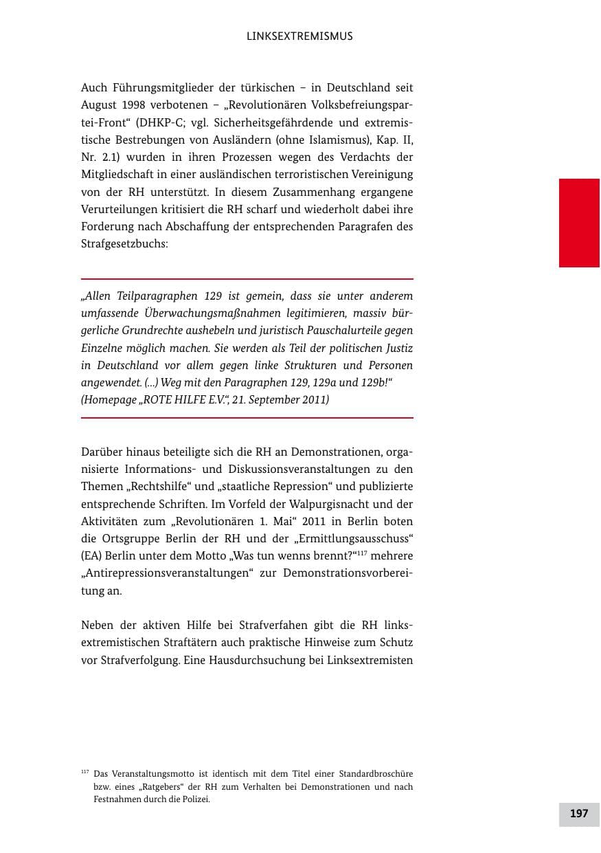 Seite 196 des Verfassungsschutzbericht 2011 Bund