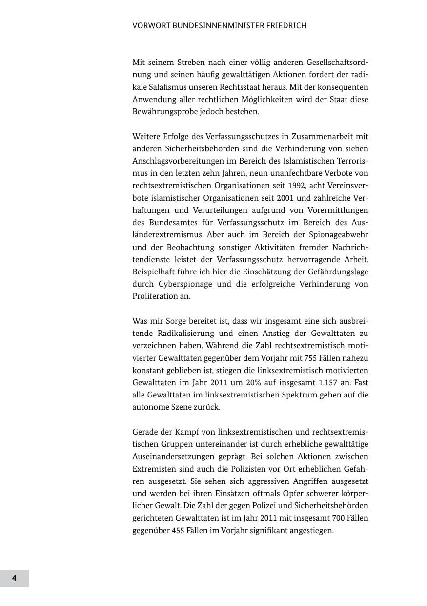 Seite 3 des Verfassungsschutzbericht 2011 Bund
