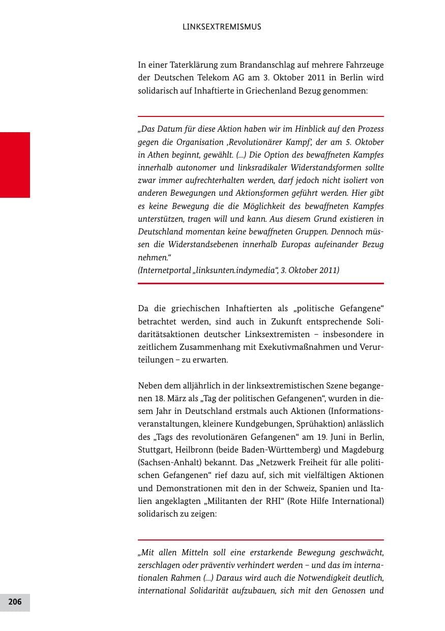Seite 205 des Verfassungsschutzbericht 2011 Bund