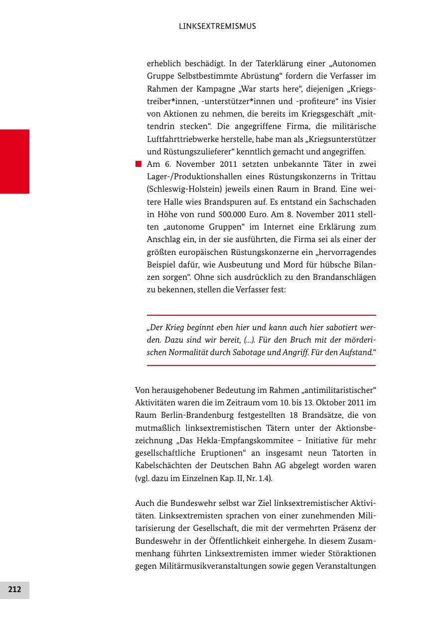 Seite 211 des Verfassungsschutzbericht 2011 Bund